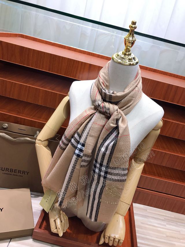 Burberry圍巾 2019年度最新力作 巴寶莉羊絨混紡格子長圍巾  llwj6474